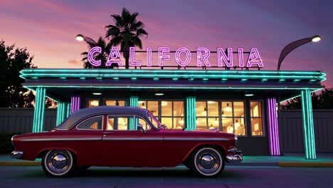 vintage california drive-in at sunset