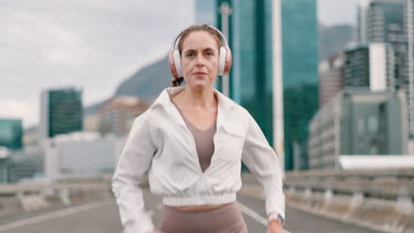 woman running in the city