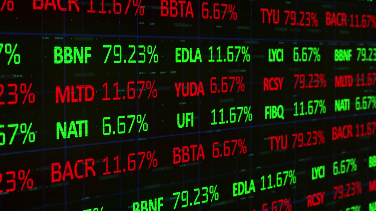 Elaborazione dati del mercato azionario su sfondo nero