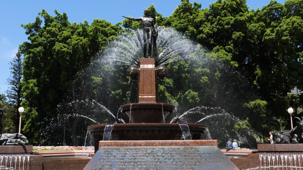 Archibald Memorial Fountain, iconic landmark in Sydney's famous Hyde Park, honoring the association between Australia and France forged in World War 1.