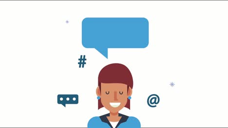 mujer con animación de redes sociales