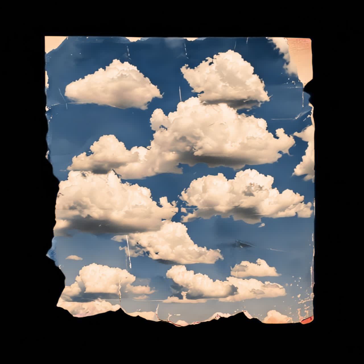 Vintage sky with clouds animation isolated asset, transparent 4K video, alpha channel, ProRes 4444