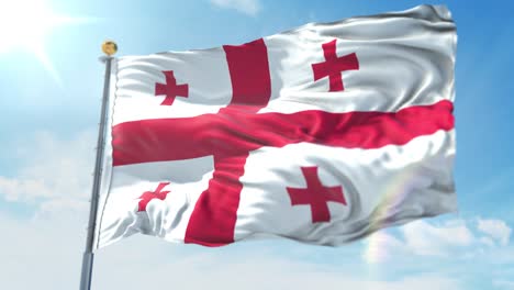 4K-3D-Illustration-of-the-waving-flag-on-a-pole-of-the-country-Georgia