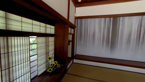 steadicam shot moving through 360° showing shoin and fusuma of a japanese house