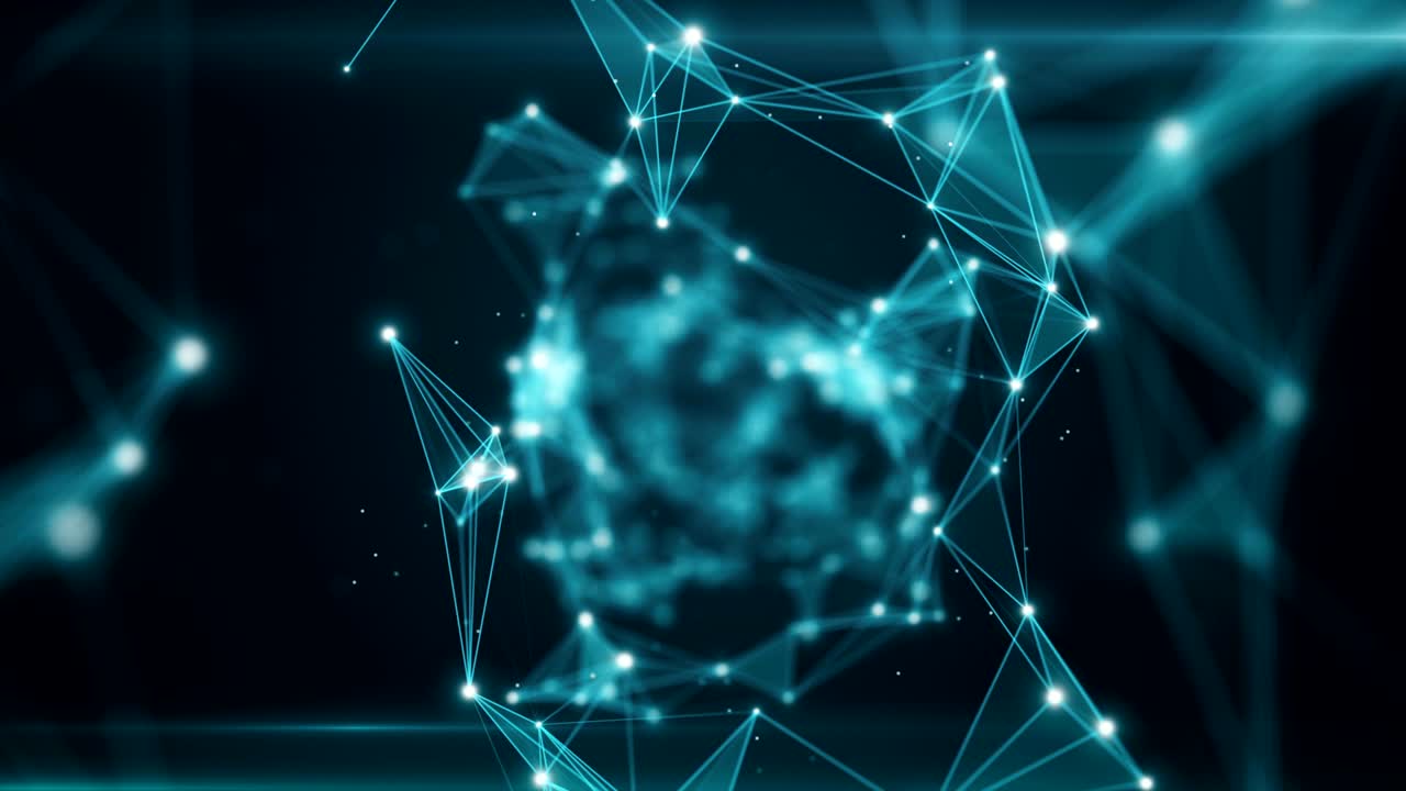 fondo de espacio de tecnología abstracta, superficies de geometría, líneas y puntos. cuadrícula de túnel abstracta. se puede usar como papel tapiz dinámico digital, fondo de tecnología.