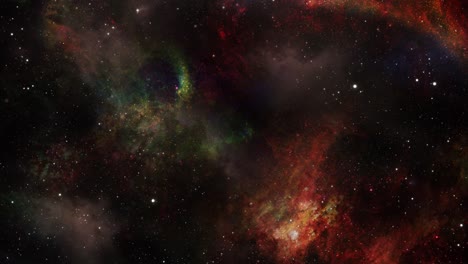 vuelo a través del espacio profundo colorida nebulosa roja