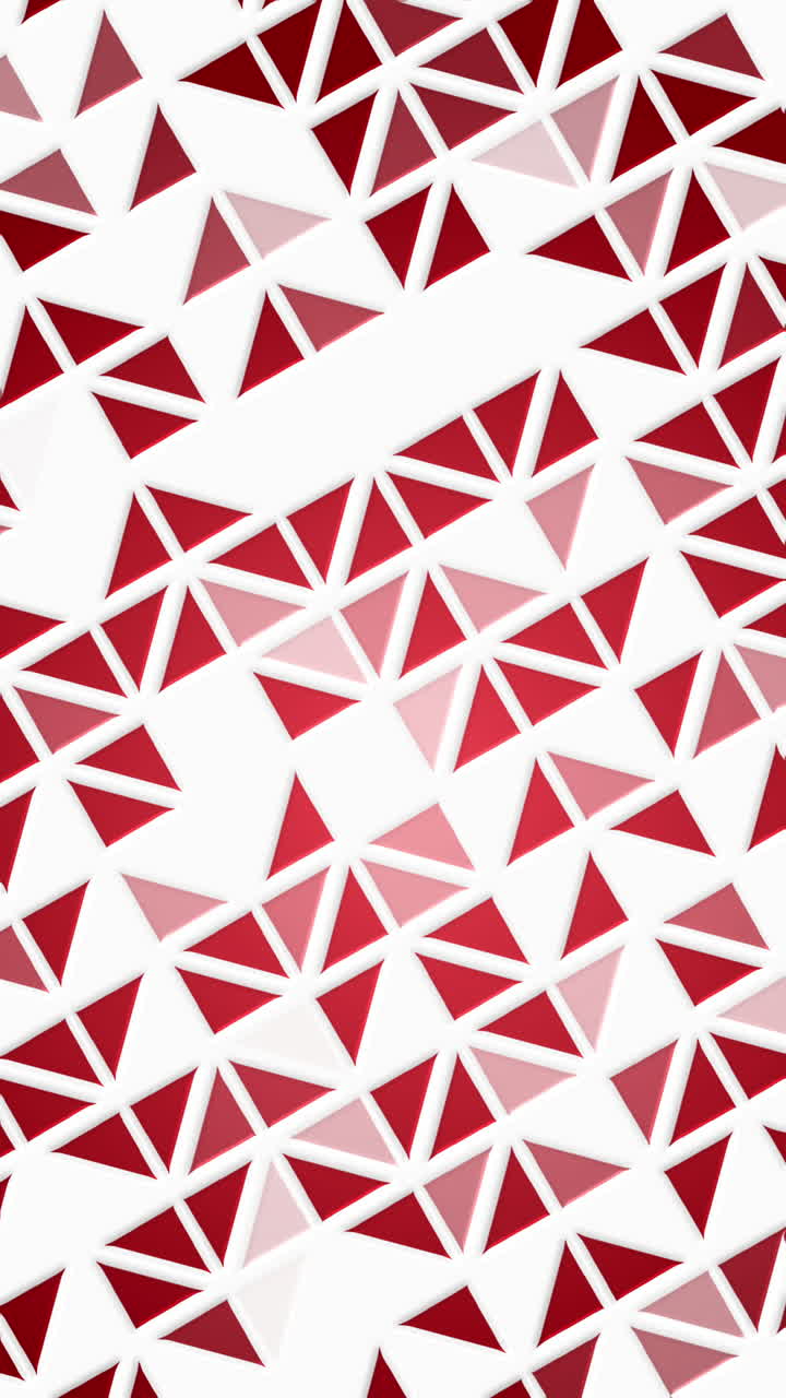 Abstract red light animated background. Mosaic of blinking triangles. Looped motion graphics. Vertical video.