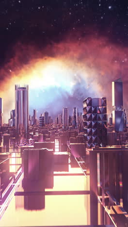 futuristic cityscape at dawn