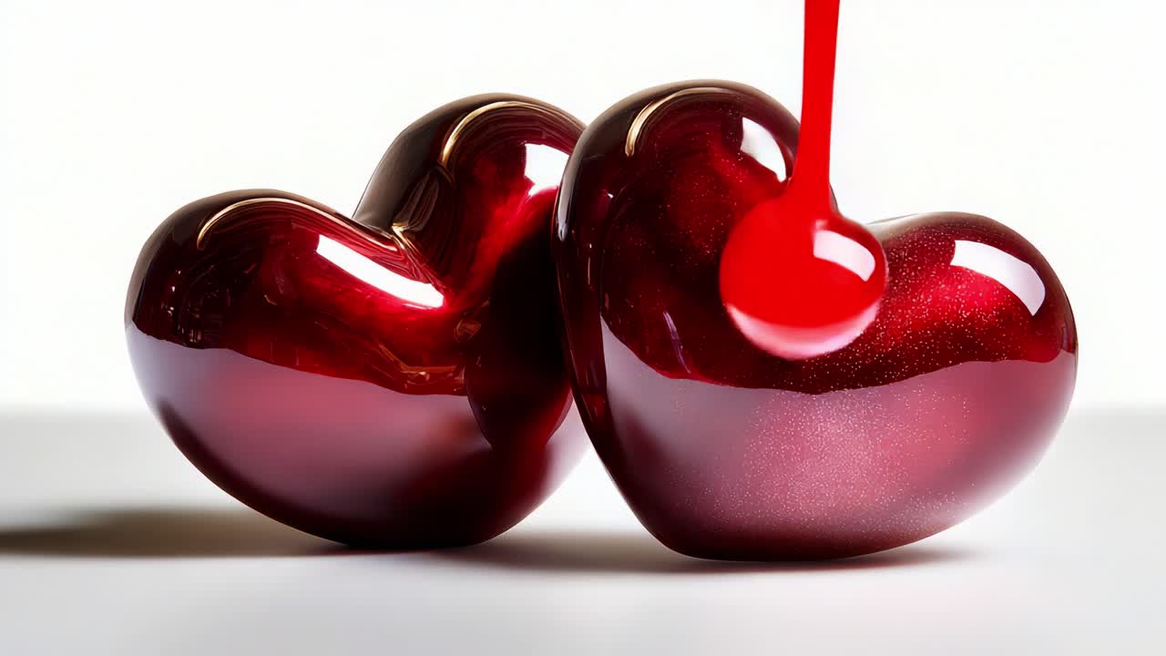 Red Heart Figurines: A Symbol of Love and Affection Showcasing Glossy Texture with Sparkling Finish Perfect for Romantic Décor and Gift-Giving Occasions Like Valentine's Day