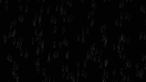 Top-view-of-human-outlines-on-black-background-animation