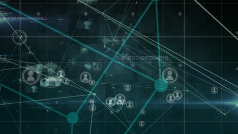 animation of network of connections with people icons on green background