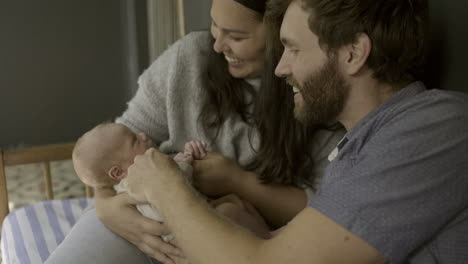 happy family with newborn baby