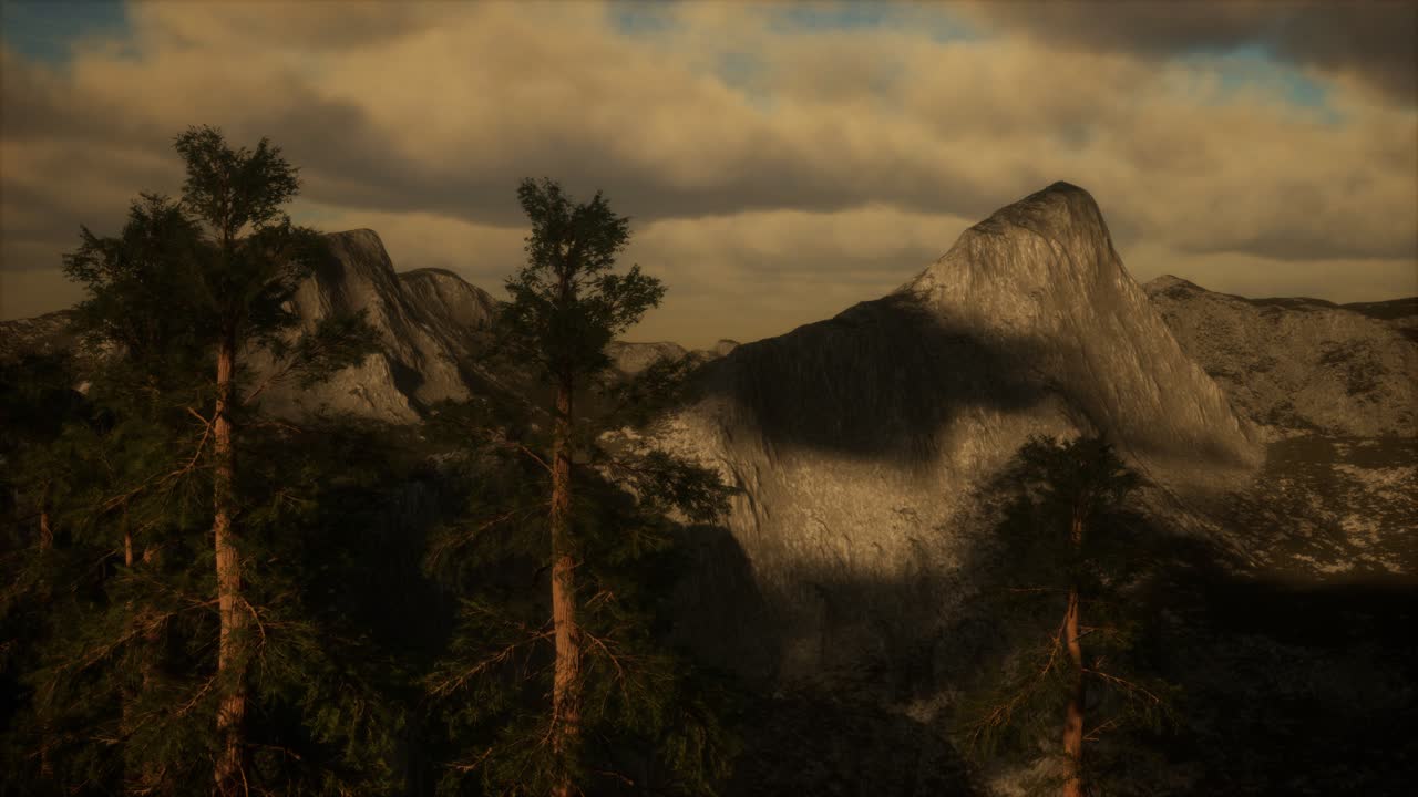 acantilado con árboles y la luz del sol