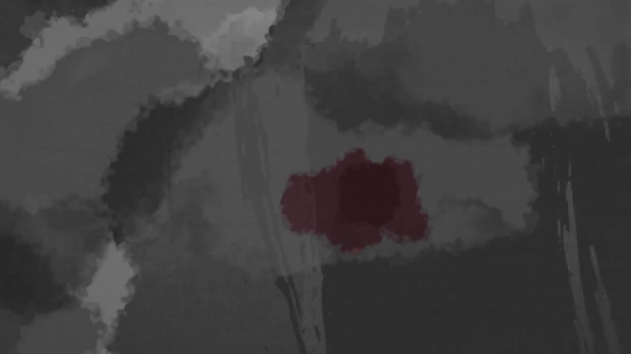 고통받는 배경에서 최면 운동으로 움직이는 여러 모양의 애니메이션