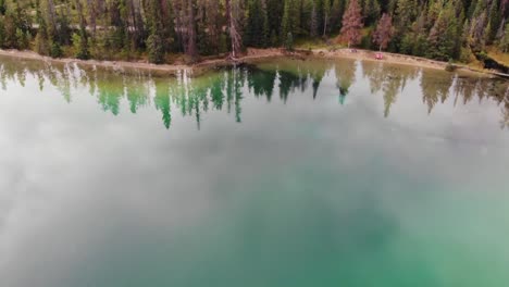 above a lake in canada