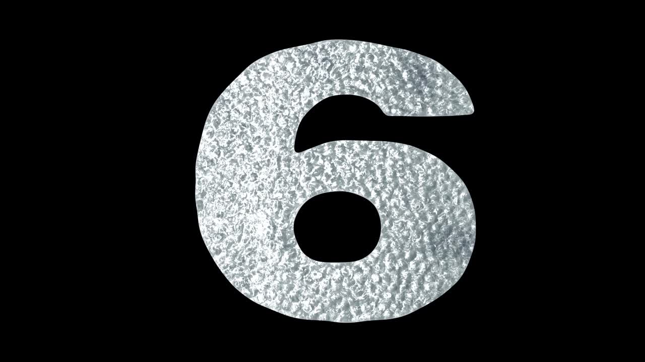 Numero 6 - Concetto di numeri animati di acqua ghiacciata.