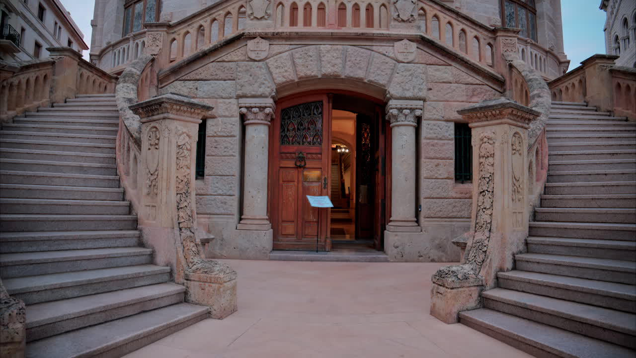Monaco City, Monaco - September 4, 2024: The facade of the Palace of Justice in the Old Town in the evening