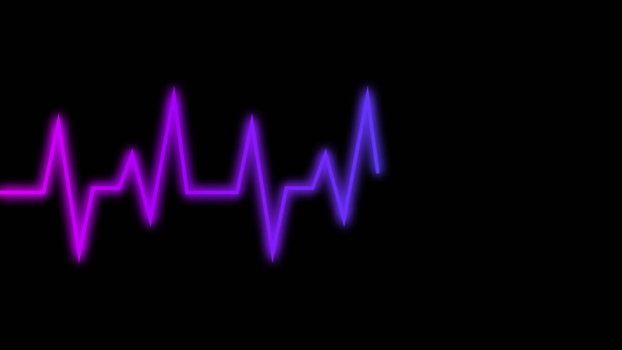Neon hjerterytme linje animation på sort baggrund