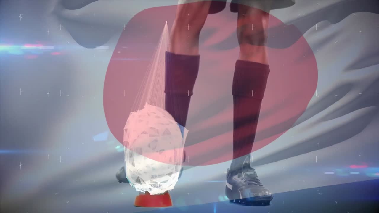 럭비 선수가 티에서 축구를  ⁇ 고 있습니다.