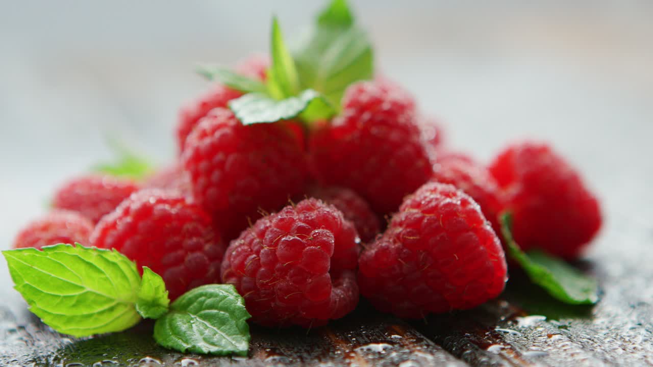잘 익은 식욕을 돋우는 라즈베리 잎