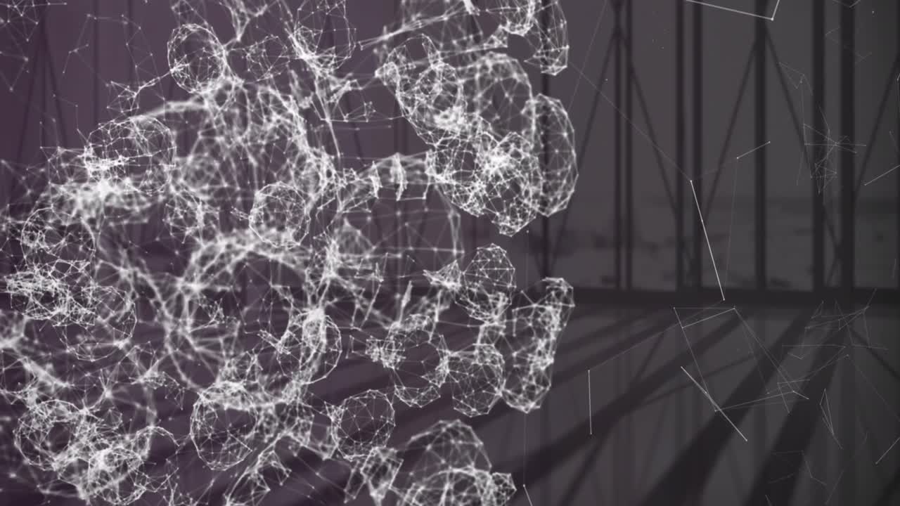 빈 방 위의 모양으로 연결된 네트워크의 애니메이션