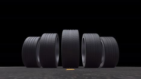 loop car tires rolling on asphalt in the summer with alpha channel