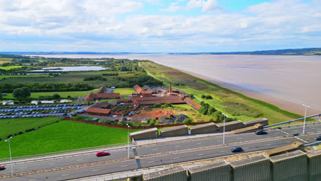 Humber-Bridge-aerial-video:-12th-largest-single-span-bridge-globally,-connecting-Lincolnshire-to-Humberside-across-River-Humber