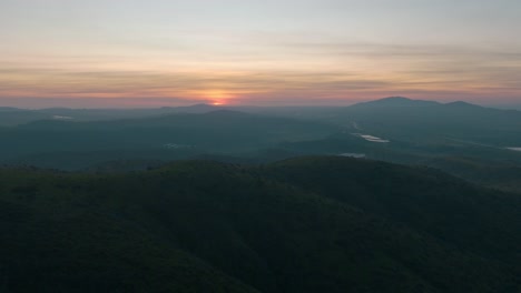 Aerial-View-Of-Beautiful-Sunset-In-The-Mountains-Of-Central-Chile