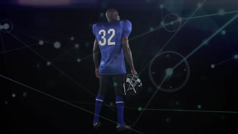 animation of network of connections over african american american football player