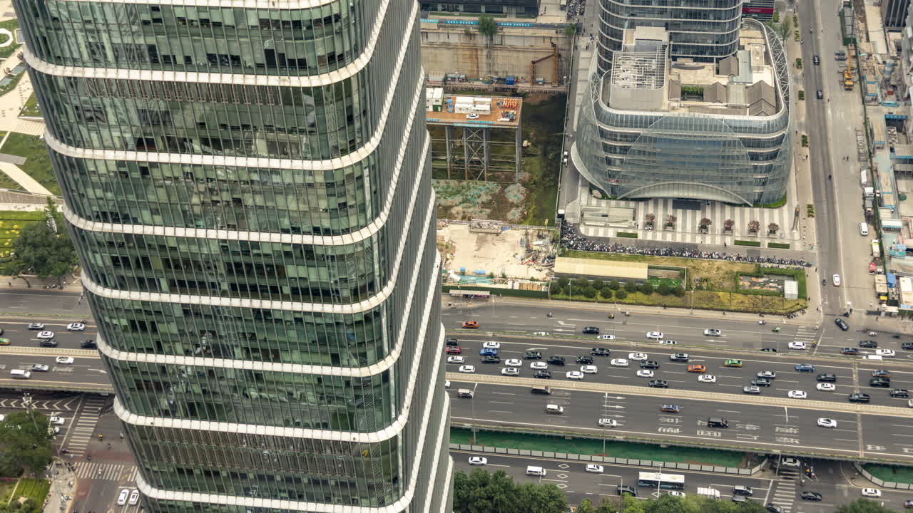Timelapse of the Beijing city skyline from a high vantage point