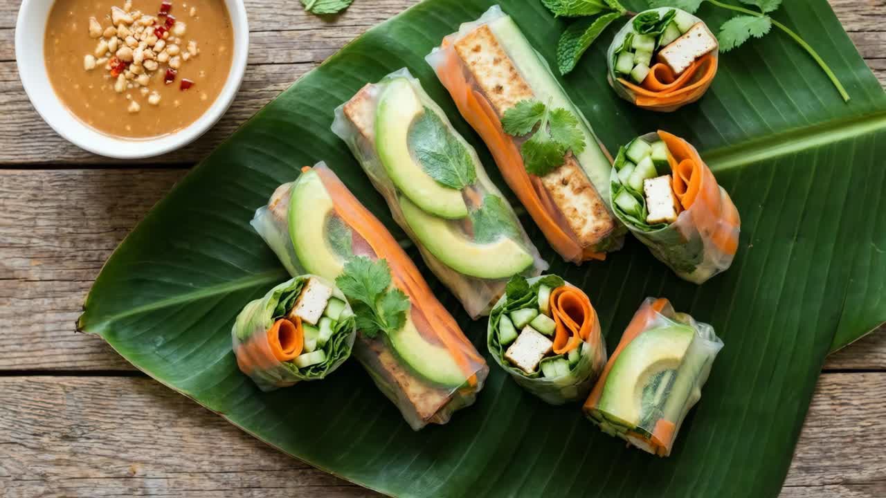 Lumpia Segar Vegan dengan Saus Kacang