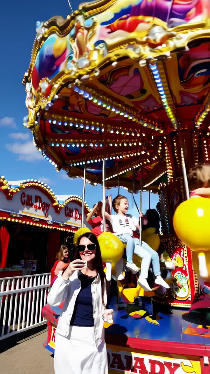 Children enjoying a carousel ride at a fair