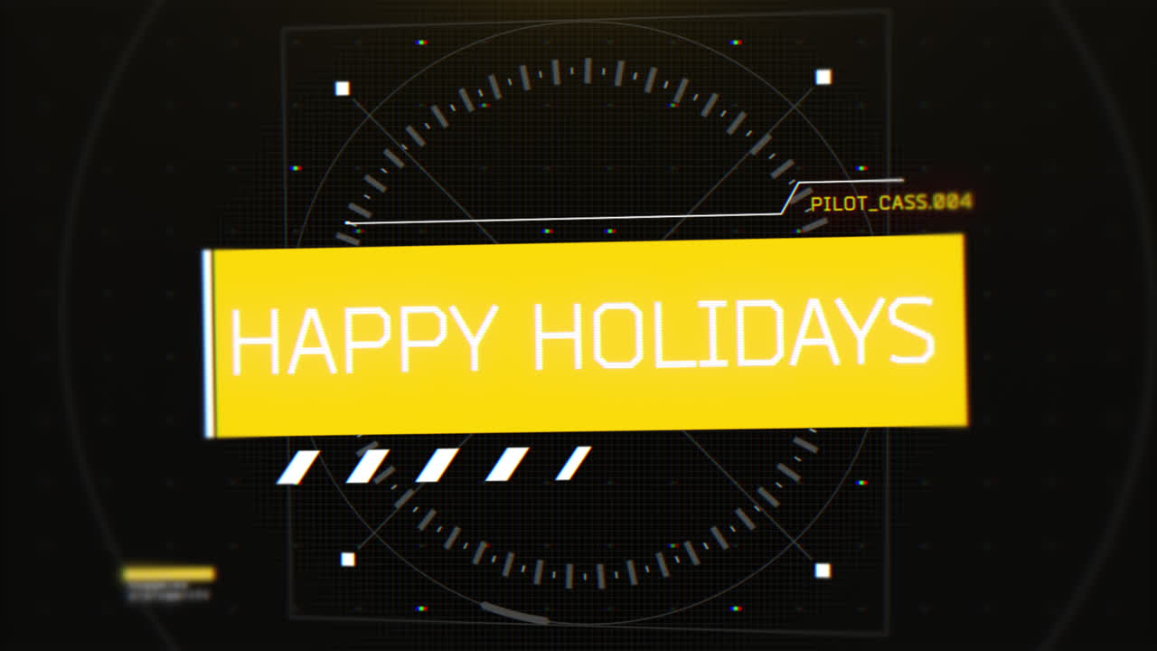 saludo de vacaciones moderno estandarte amarillo minimalista sobre un fondo negro elegante