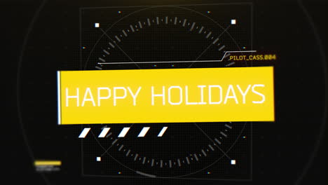 saludo de vacaciones moderno estandarte amarillo minimalista sobre un fondo negro elegante