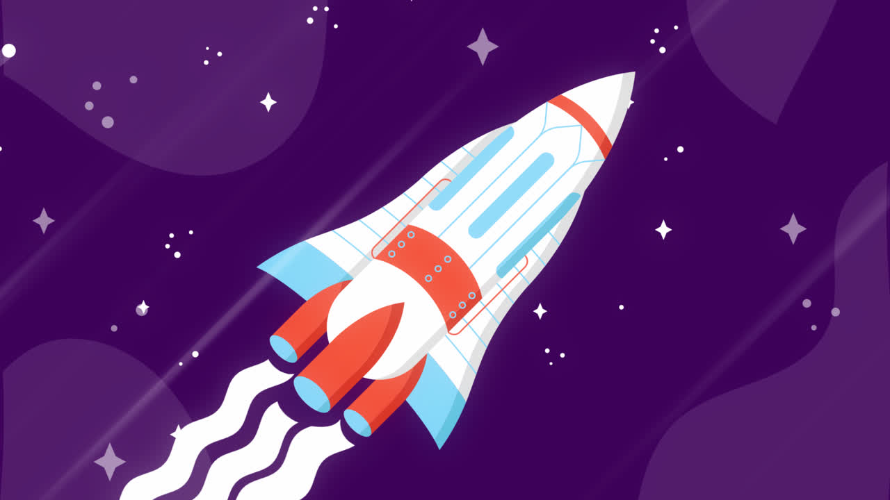 Motion Graphic of Colorful rocket composition with flat design