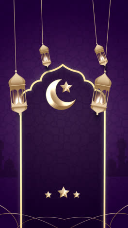 islamic festive background with lanterns and crescent moon