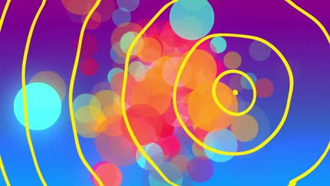 animation of colorful spots and circles on blue background