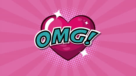 pop art heart with omg expression