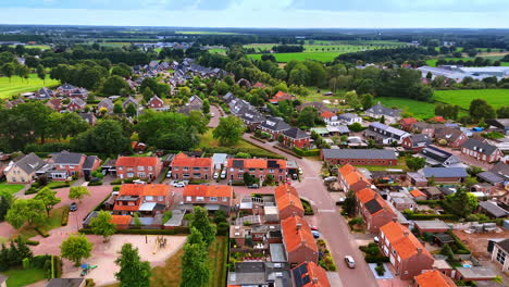 low-rise houses surrounded by lush greenery. picturesque scenery of vierlingsbeek, netherlands. aerial view