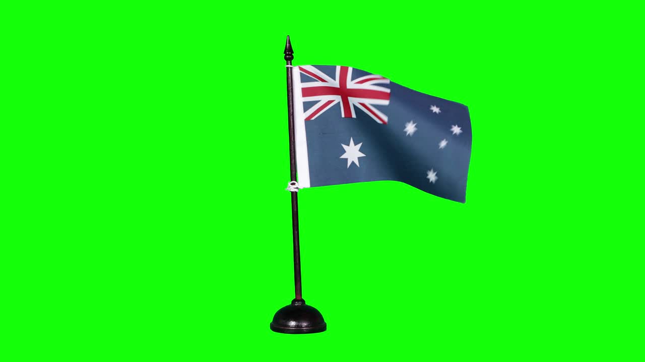 Australia miniature flag fluttering on a flagpole