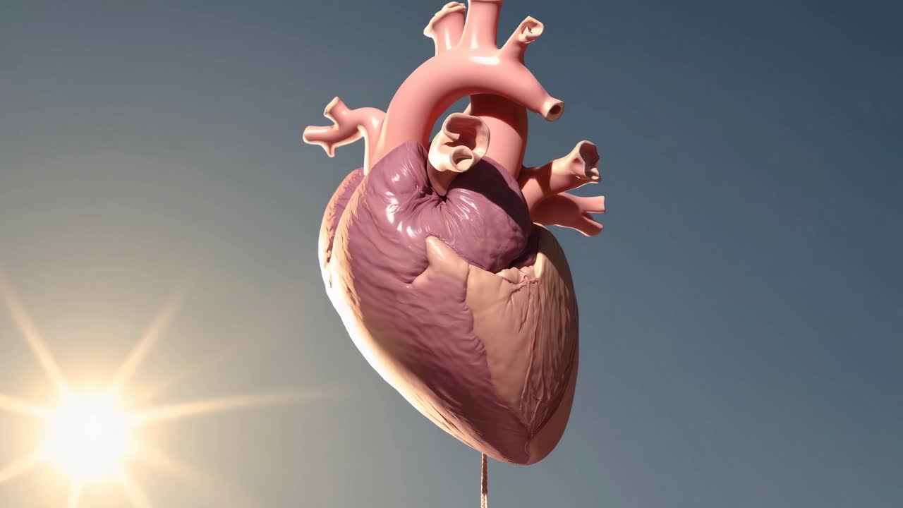 3D Model of a Heart Suspended in the Sky