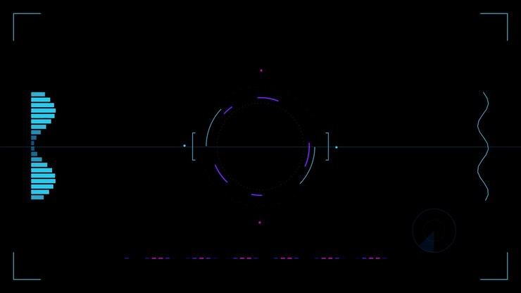 Futuristic Digital HUD Interface With Rotating Circular Elements
