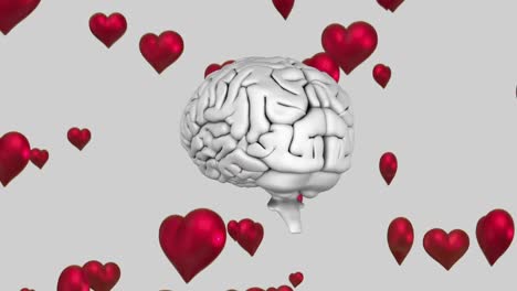 rotating brain with floating heart ballons