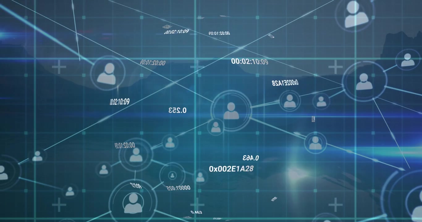 Digital netværksforbindelse med brugerikoner og datastrømme