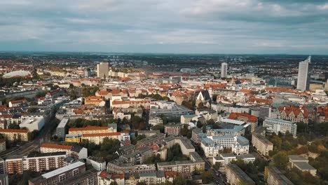 Una-Vista-Panorámica-Del-Centro-De-Leipzig,-Una-Gran-Ciudad-En-Alemania.