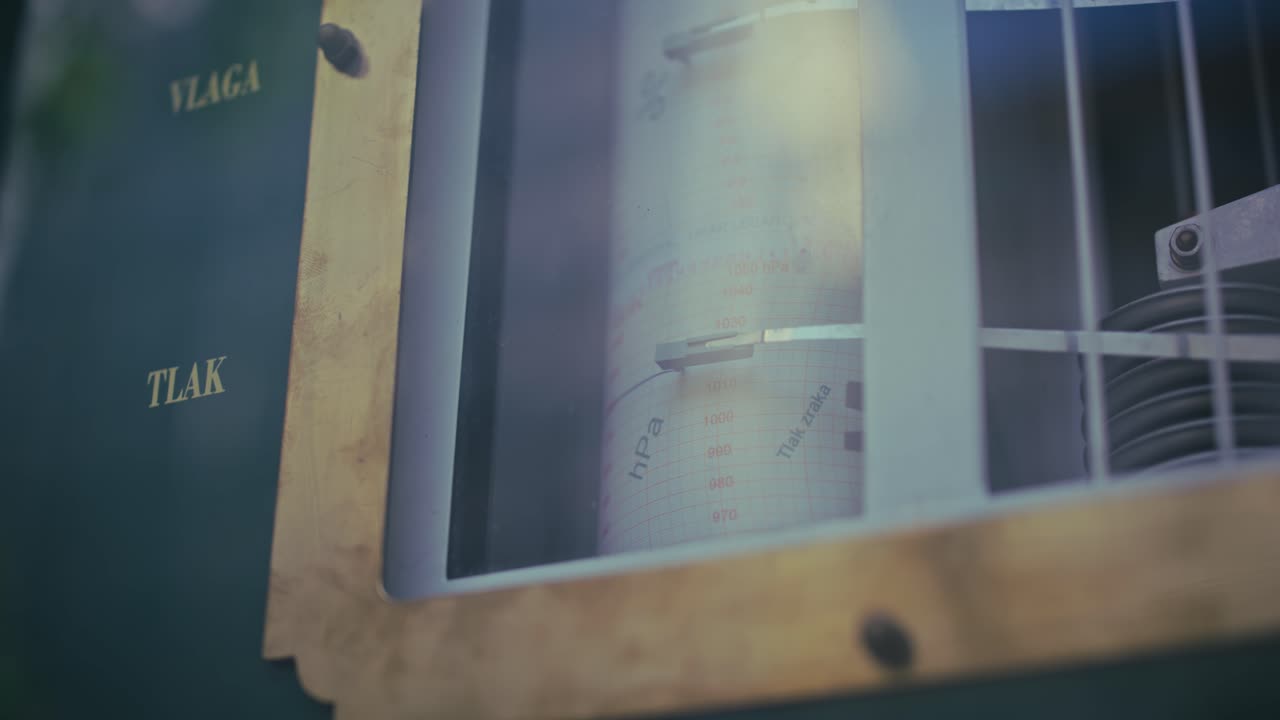 Close up of a meteorological post measuring humidity and air pressure in Zagreb