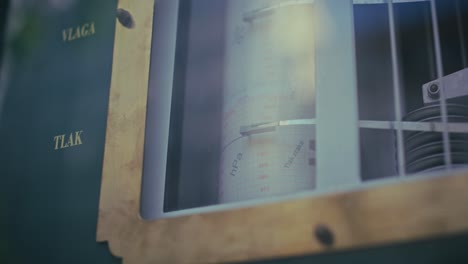 close up of a meteorological post measuring humidity and air pressure in zagreb