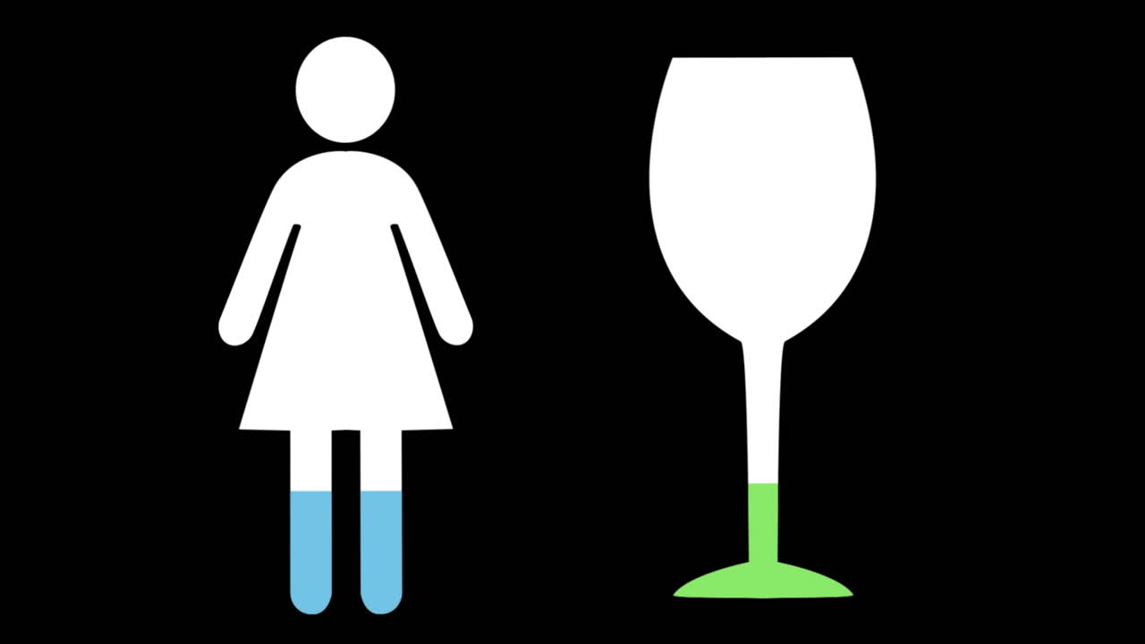 여성과 유리 모양은 색으로 가득 차 있습니다.