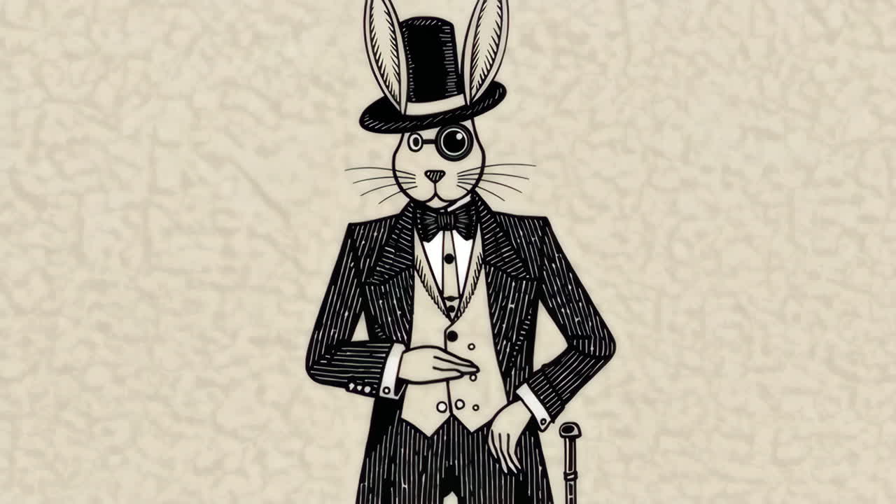 Dapper Rabbit Gentleman Illustration