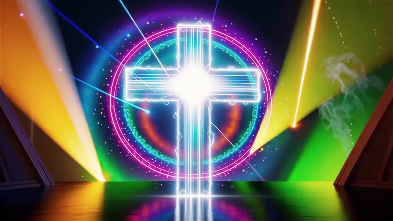 Croce Cristiana Luce Celestiale Sfondo per il Culto.